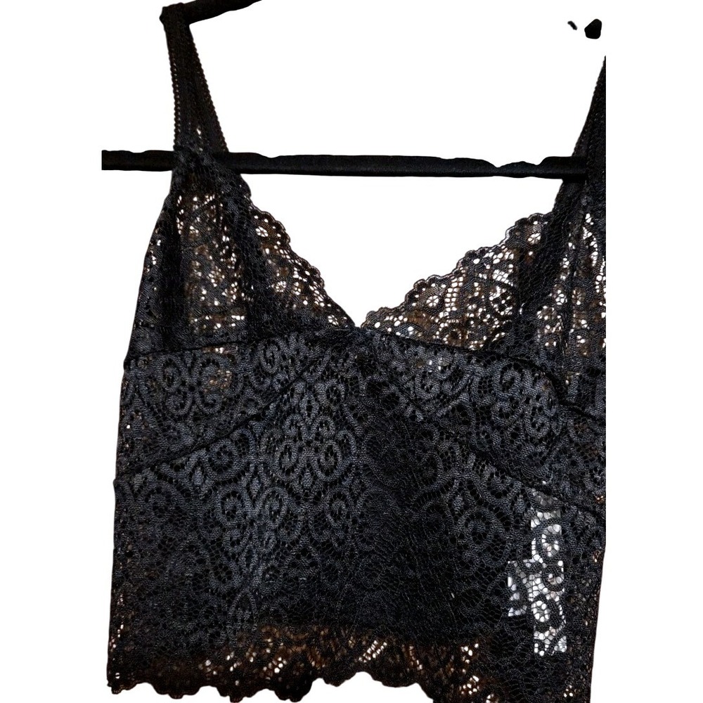 Olivaceous Lace Bralette Womens Large Black Floral Scalloped V-Neck Boho New